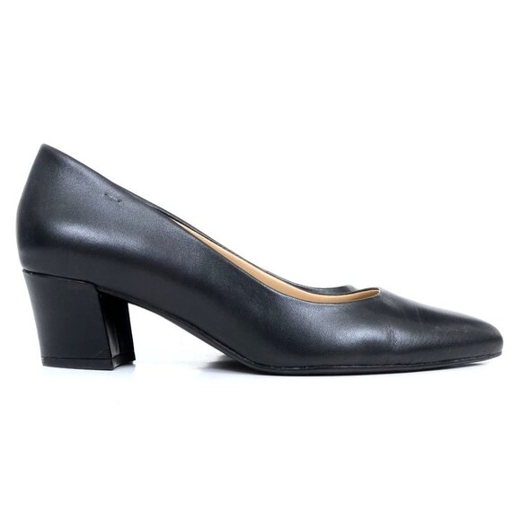 NATURALIZER Women's 9 WIDE Width Carmen Black Leather Pointy Toe Pumps - Picture 4 of 10